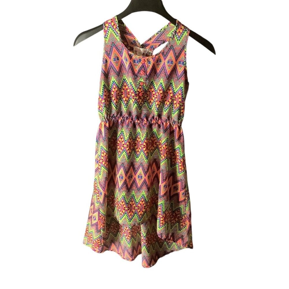 Japna‎ Girls Dress Size 12 Multicolor Elastic Waist Geometric Pattern Sleeveless